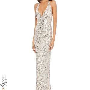 Elegant Sequin Gown size 0 brand new gold silver